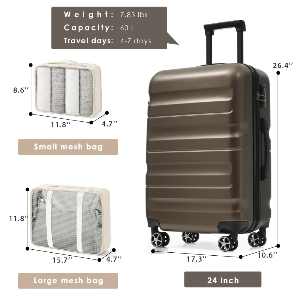 Hardshell ABS Luggage With Spinner Wheels And Packing Cubes