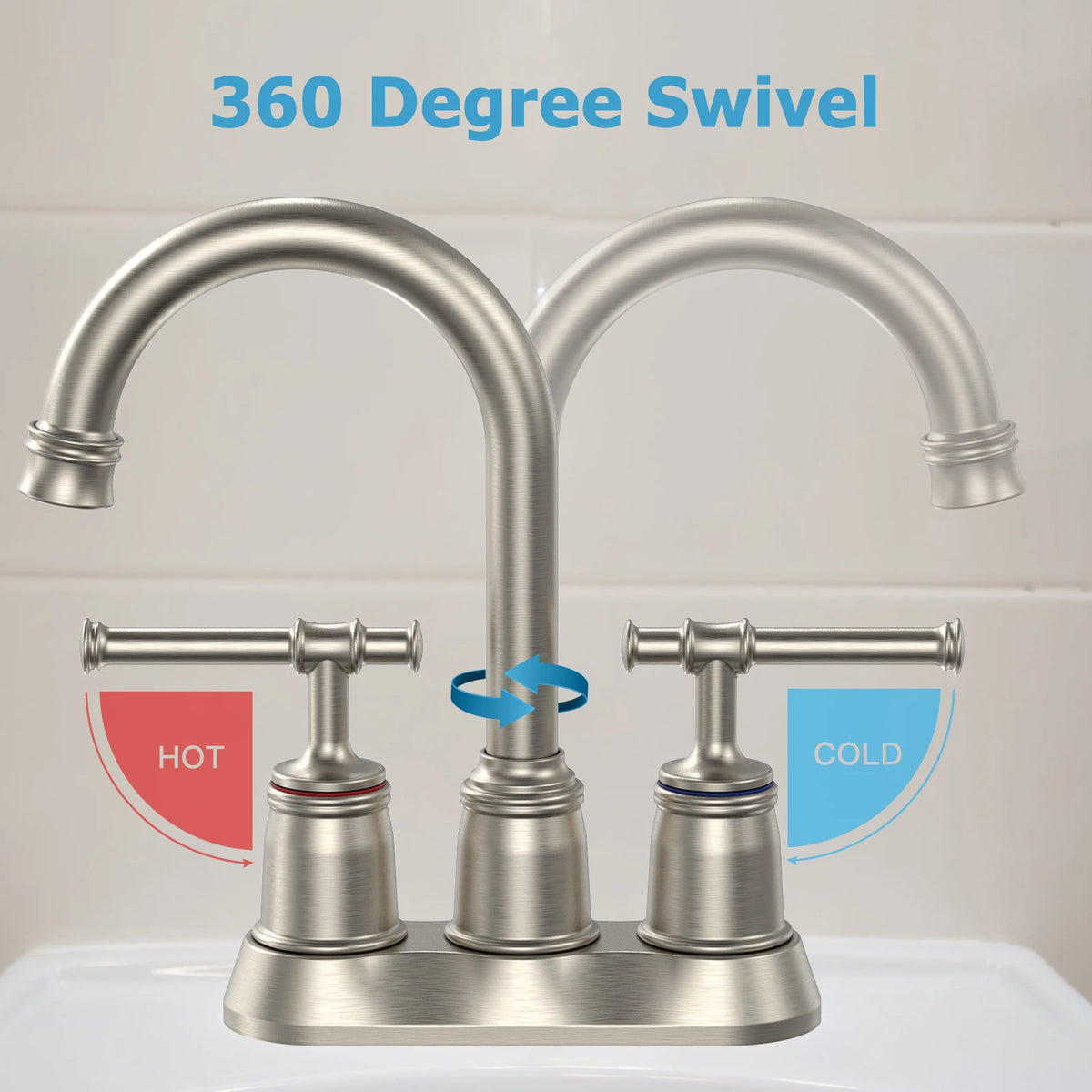 Twister Ck Dual Handle Bathroom Basin Faucet With Swivel Spout
