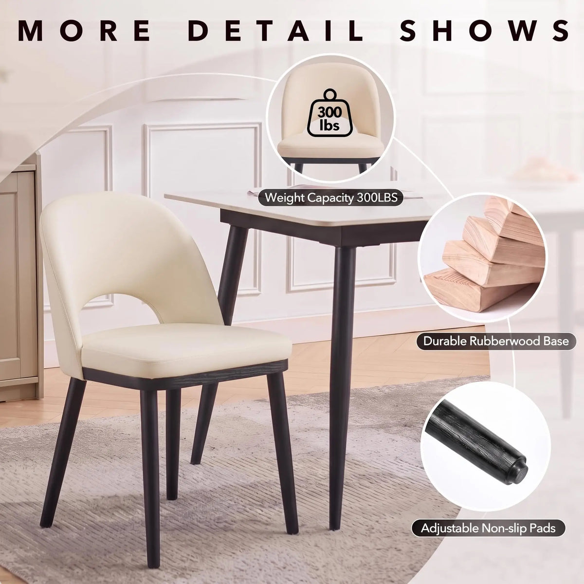Modern Wooden Dining Chairs With Upholstered Seats And Reinforced Frames