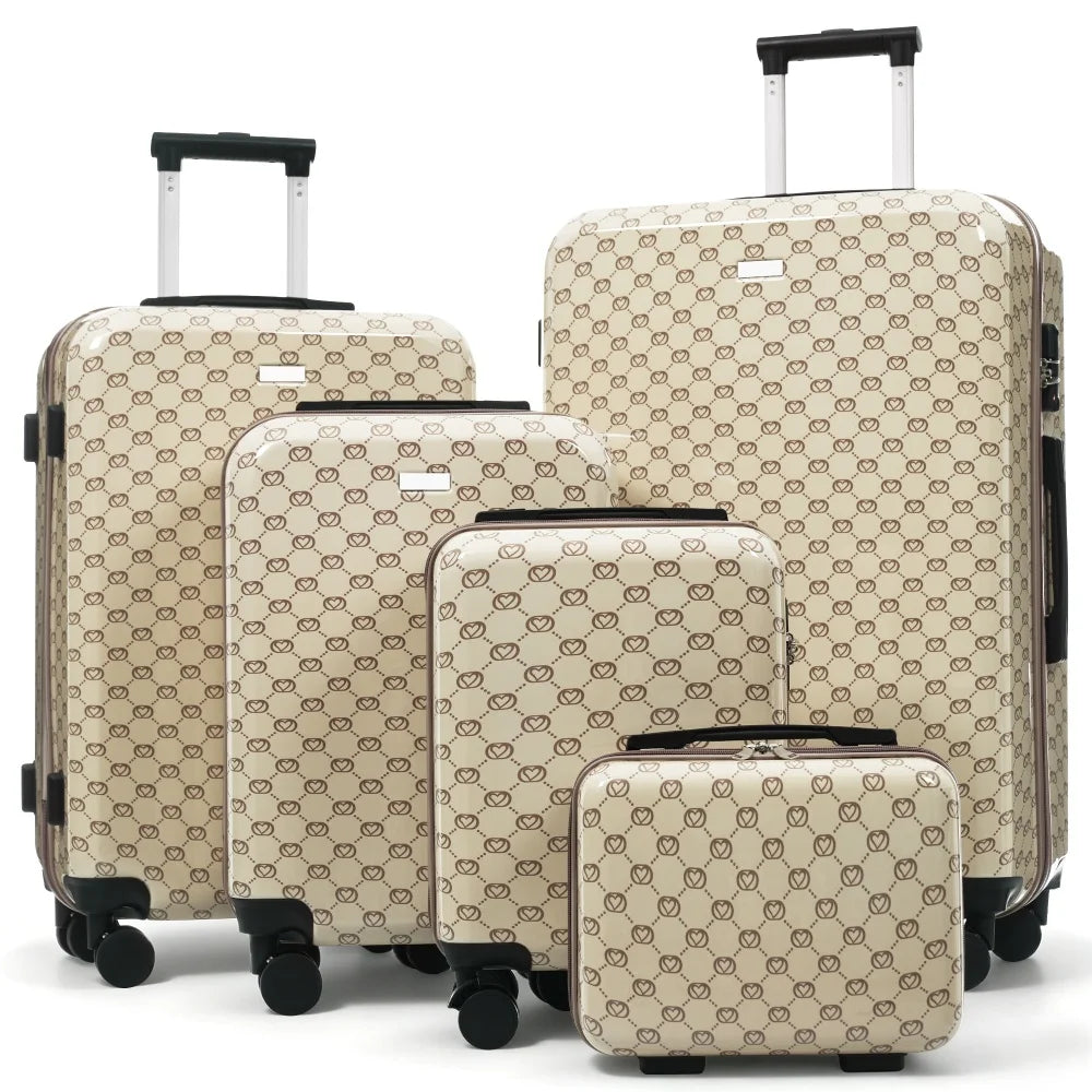 Five Piece Hardside Luggage Set With TSA Lock And Spinner Wheels