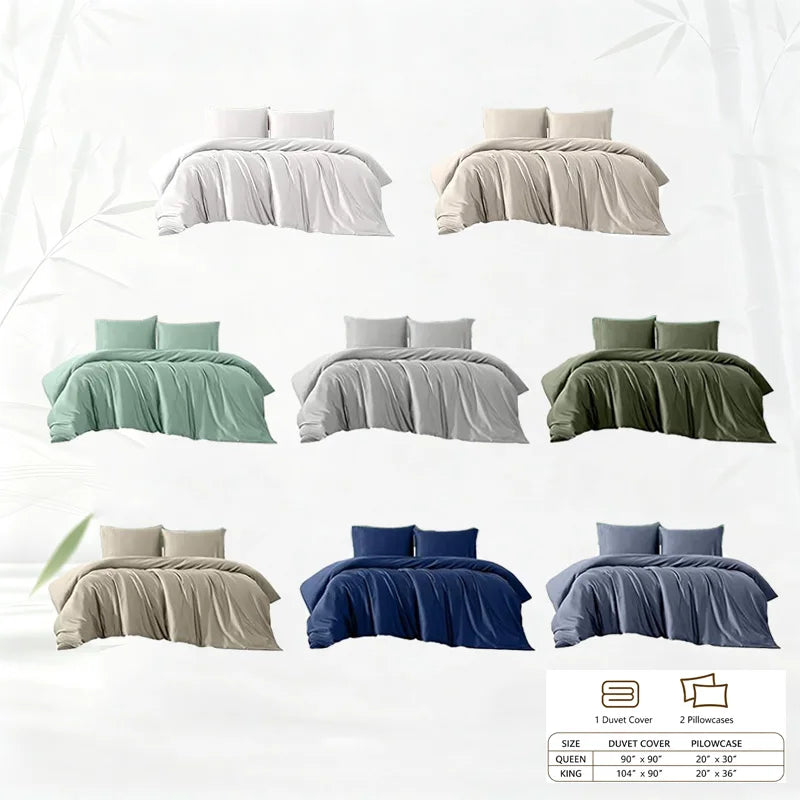 Bamboo Viscose Duvet Cover Set Cooling Breathable Bedding