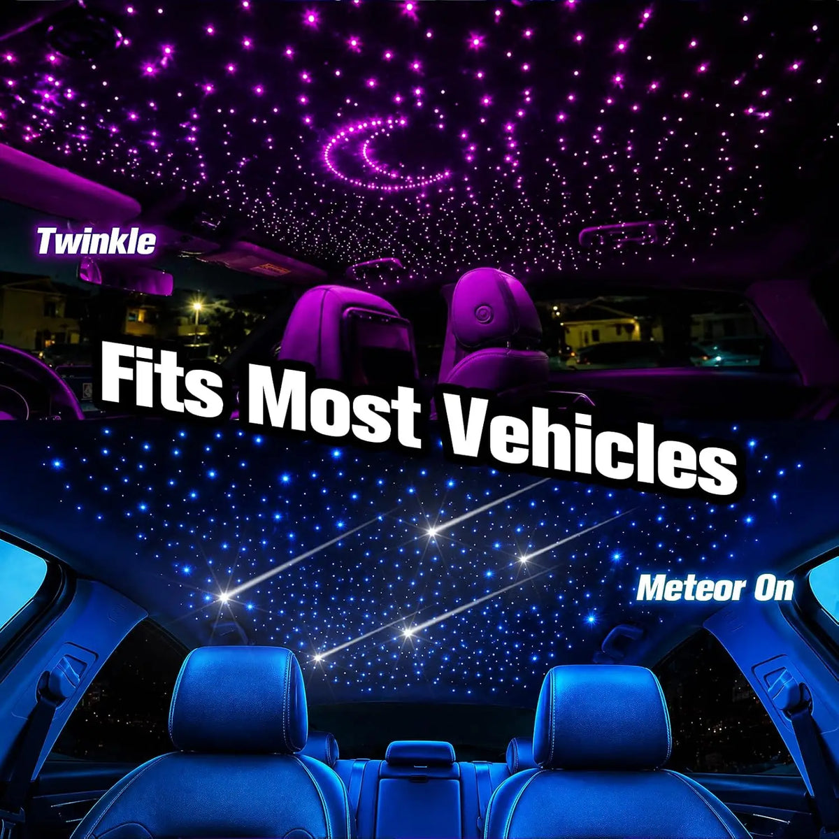 BRIVULGENT RGBW Fiber Optic Star Ceiling Light Kit for Cars
