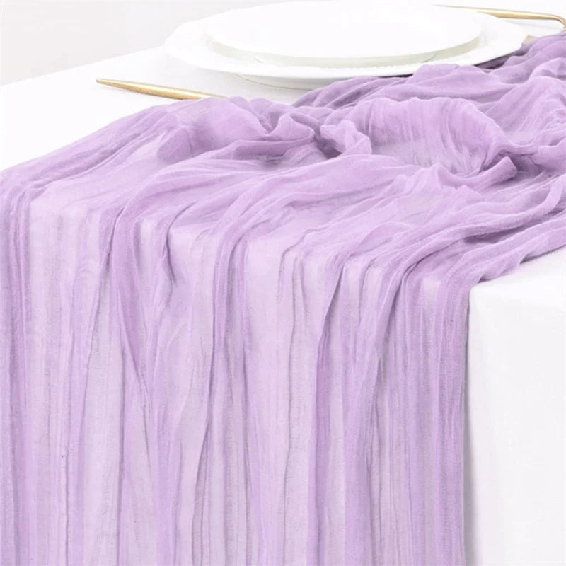 90x300 cm Knit Cloth Table Runner Wedding Birthday Party Banquet Decoration Gauze Fabric Voile Table Cloth Twist Table Cover