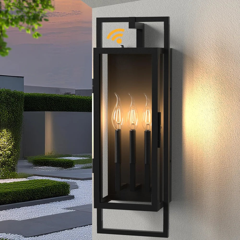 Dusk To Dawn Outdoor Wall Sconce With Seeded Glass Shade