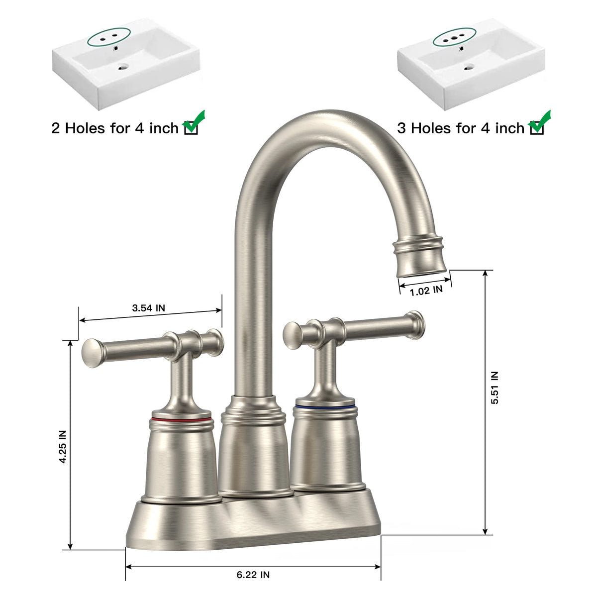 Twister Ck Dual Handle Bathroom Basin Faucet With Swivel Spout