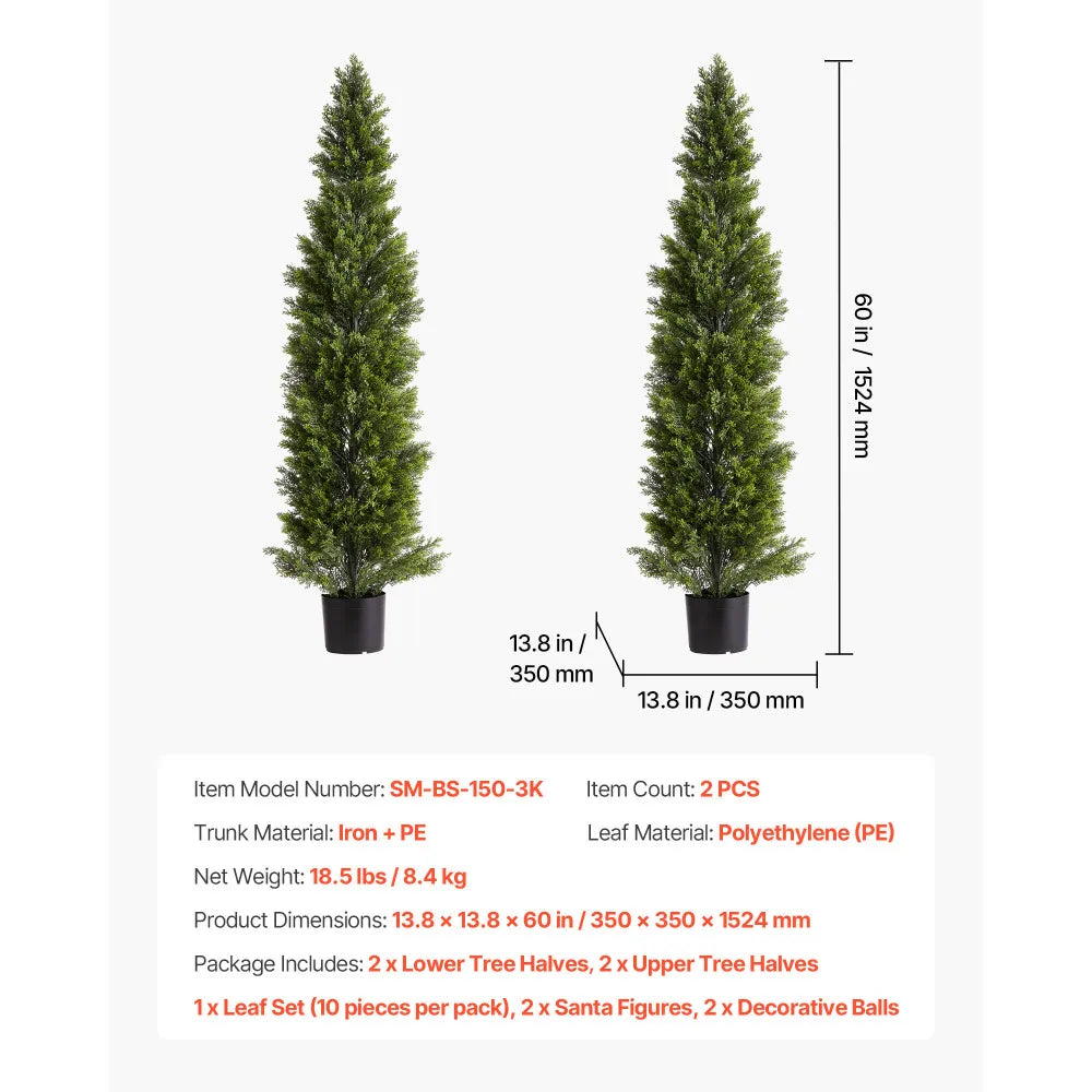 Artificial Topiary Cedar Trees Two Piece Faux Pine Plants