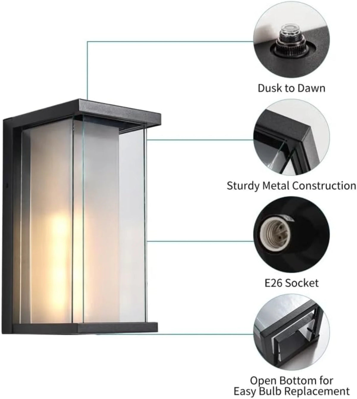 Dusk To Dawn Outdoor Sconce With Automatic Night Sensor