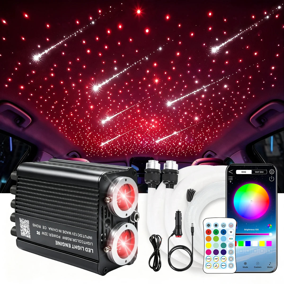 BRIVULGENT Fiber Optic Starlight Headliner Kit With Twinkle Effects