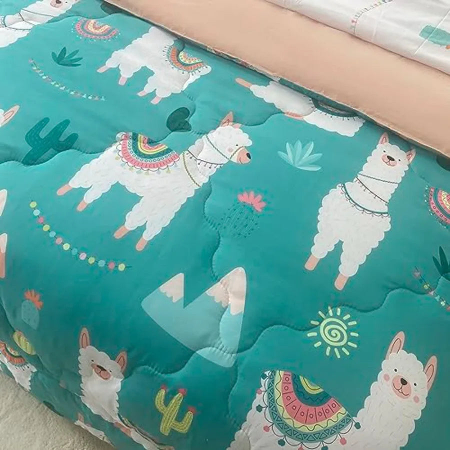 Cute Alpaca Cactus Tropical Plant Bedding Set for Kids