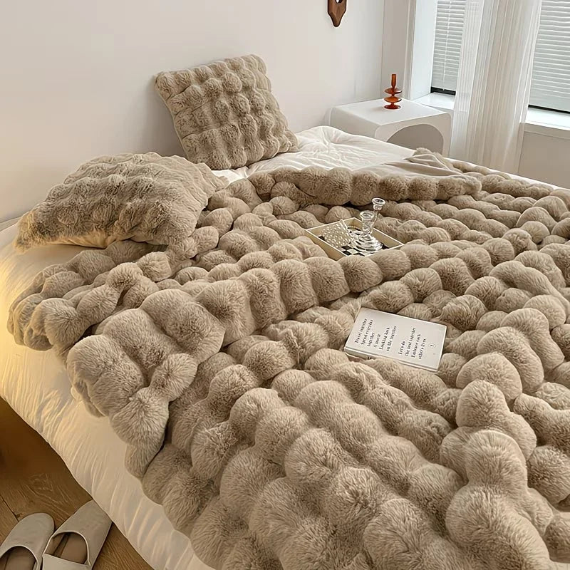 ROSEKIND Soft Faux Fur Rabbit Blanket for Cozy Home Comfort