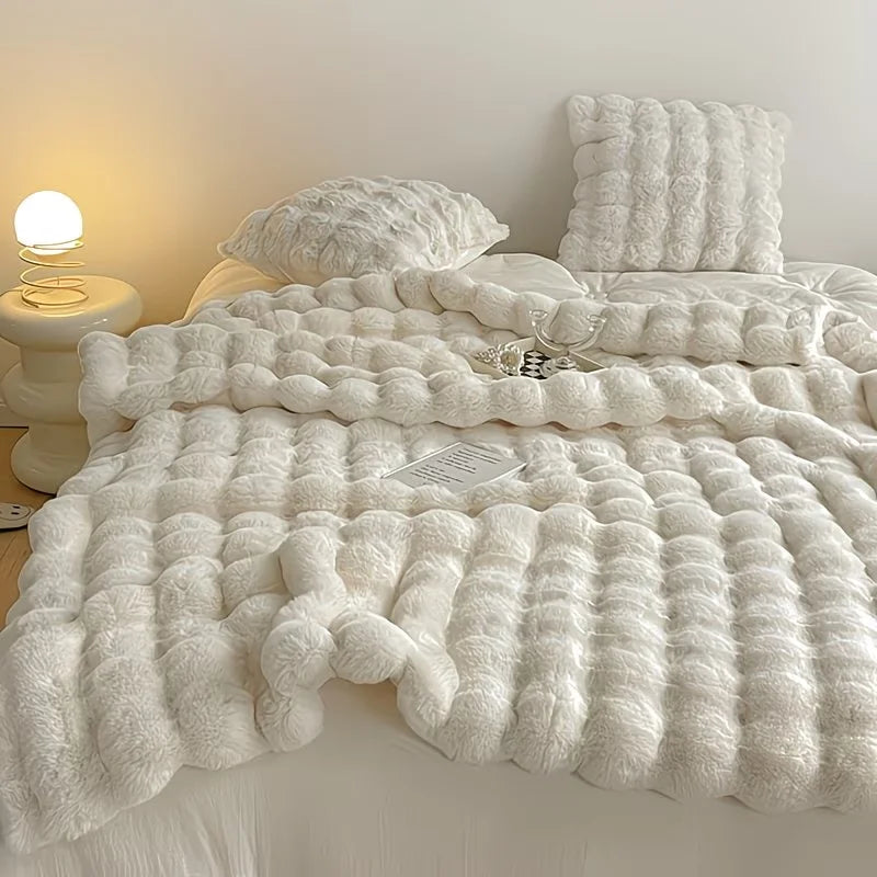 ROSEKIND Soft Faux Fur Rabbit Blanket for Cozy Home Comfort
