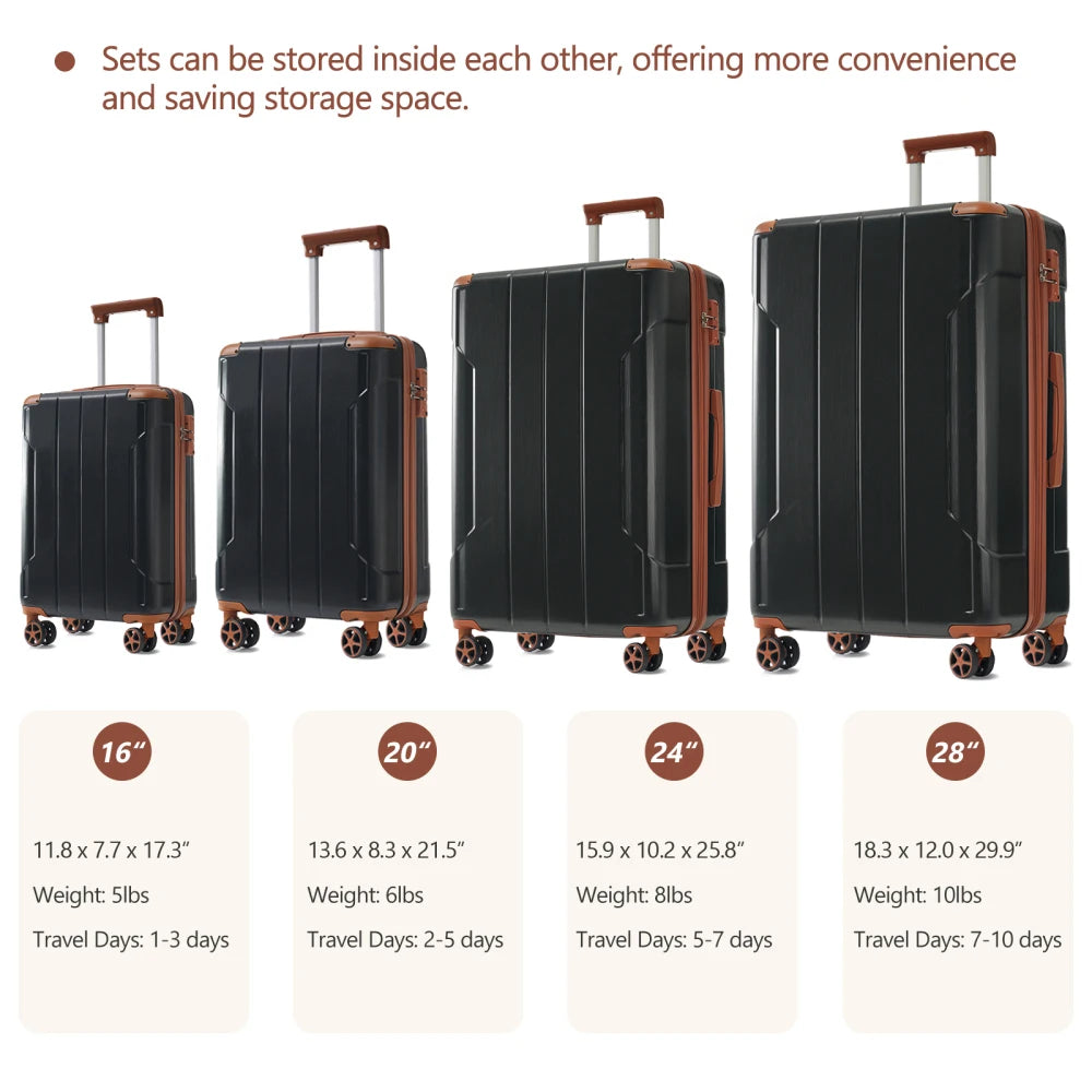 Expandable Hardshell Luggage Set With Spinner Wheels And TSA Lock