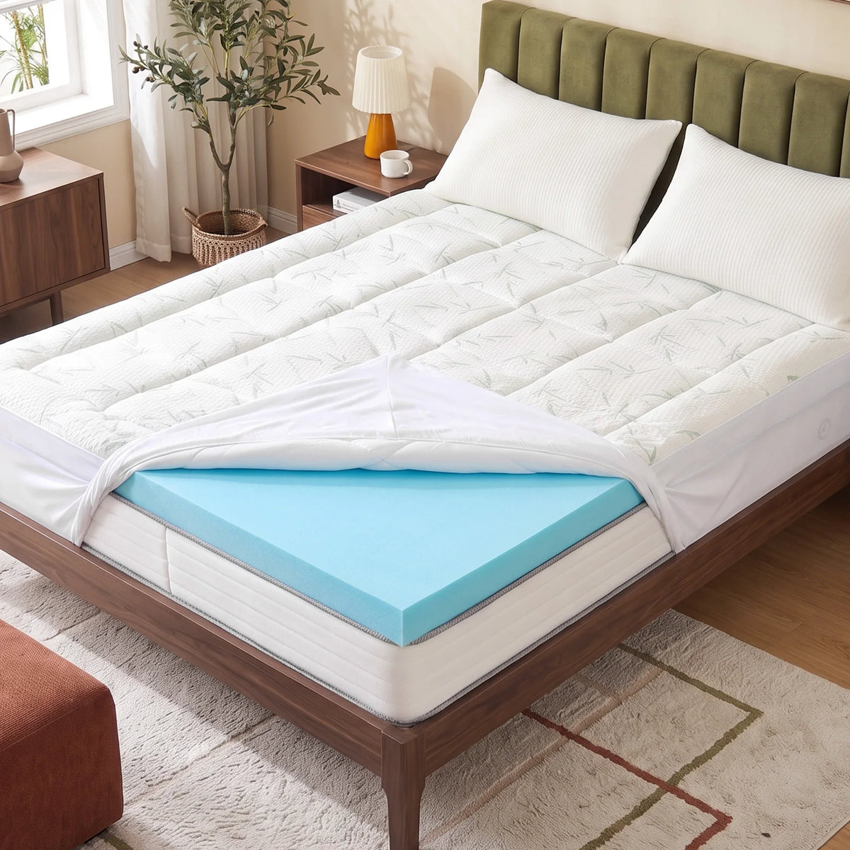 MCQ Dual Layer Gel Memory Foam Mattress Topper Cooling Cover