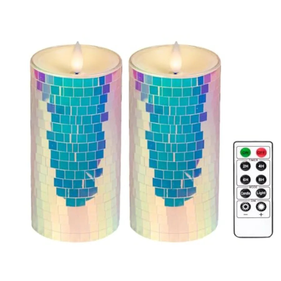 Glass Flameless Pillar Candles With Led Flickering Flames And Remote Timer