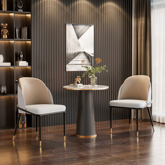 Modern Faux Leather Upholstered Dining Chairs Set of Two