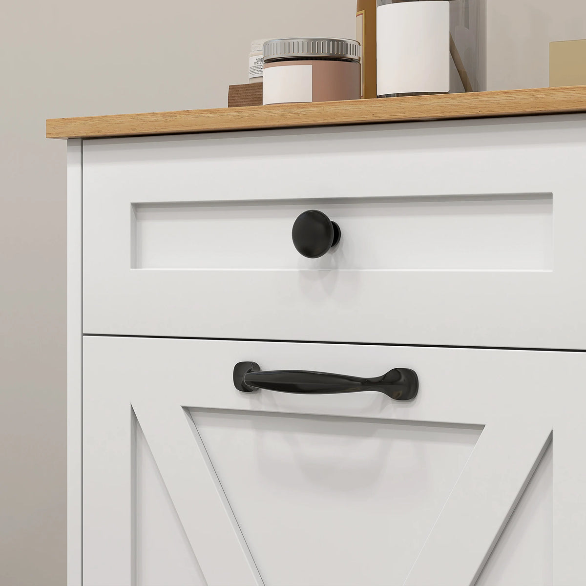 HOMCOM Double Tilt Out Laundry Hamper Cabinet With Removable Baskets