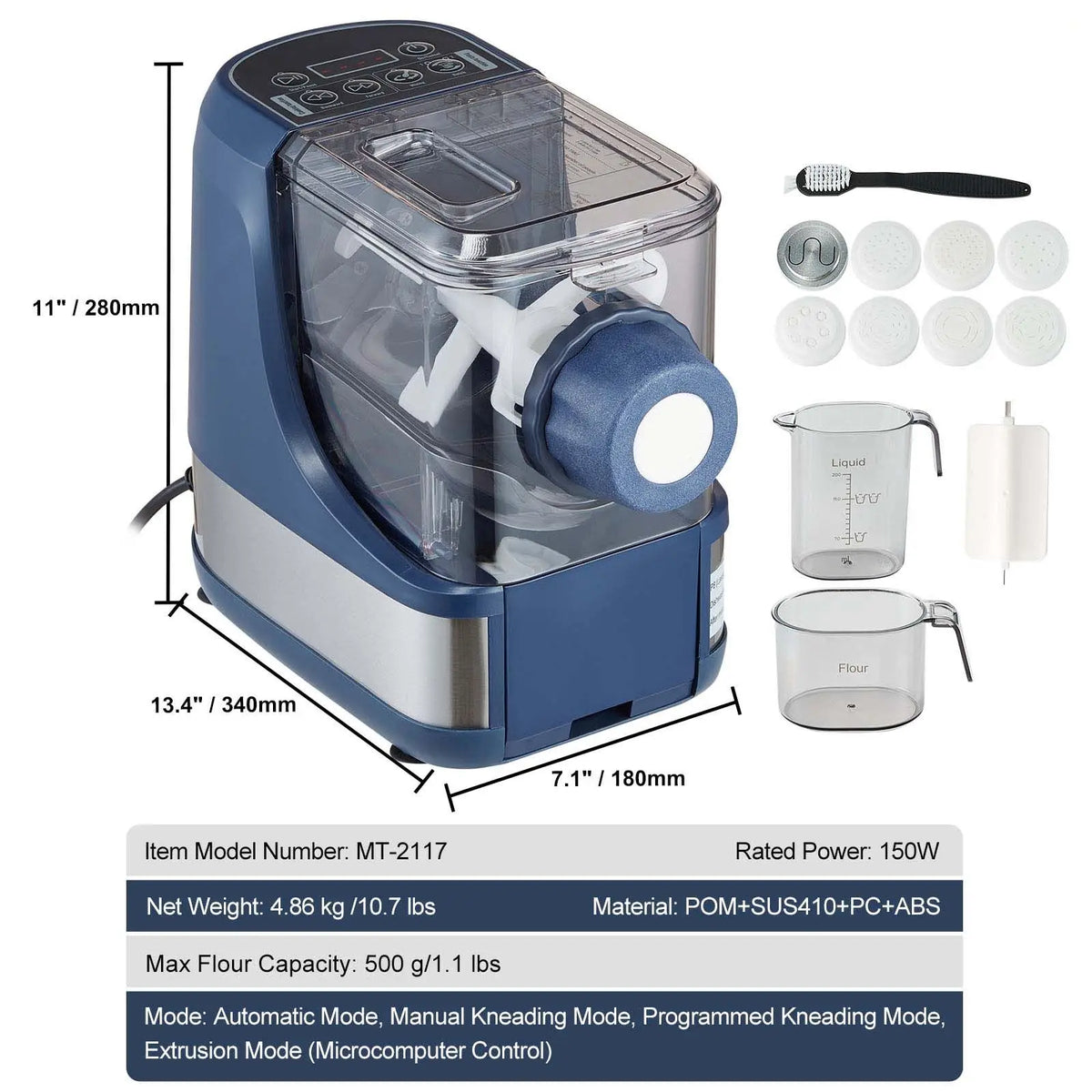 Automatic Electric Pasta Maker With 8 Noodle Shapes