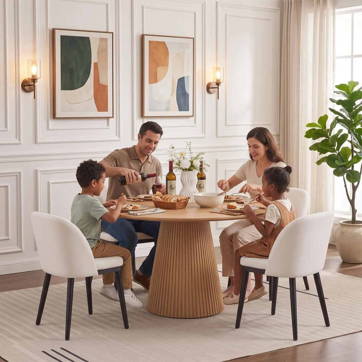 Modern Wooden Dining Chairs With Upholstered Seats And Reinforced Frames