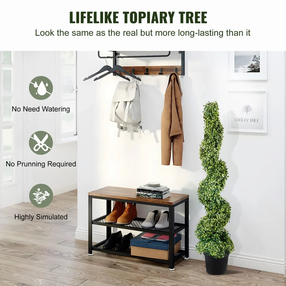 Artificial Boxwood Spiral Topiary Plants With Replacement Leaves