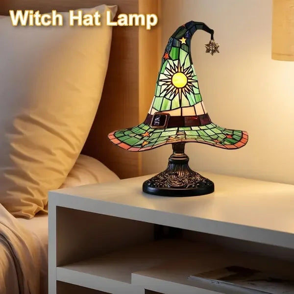 Witch Hat Resin Lamp Gothic Halloween Table Decor Night Light