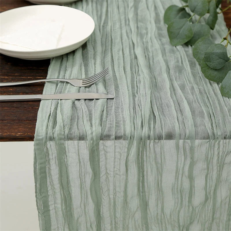 90x300 cm Knit Cloth Table Runner Wedding Birthday Party Banquet Decoration Gauze Fabric Voile Table Cloth Twist Table Cover