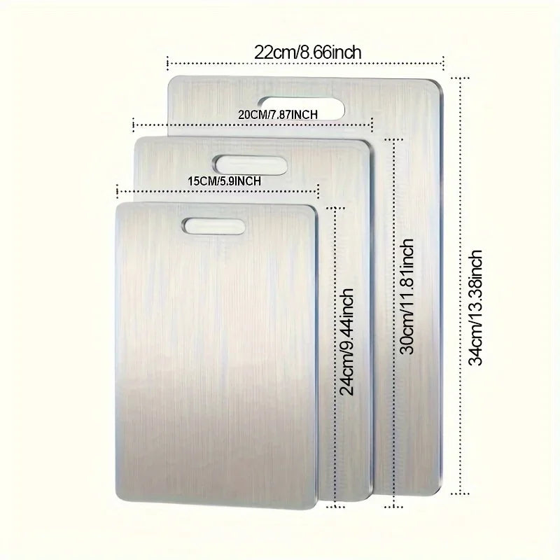 3-Piece Premium Stainless Steel Cutting Board Set Durable Easy-Clean Space-Saving Rustproof BPA-Free