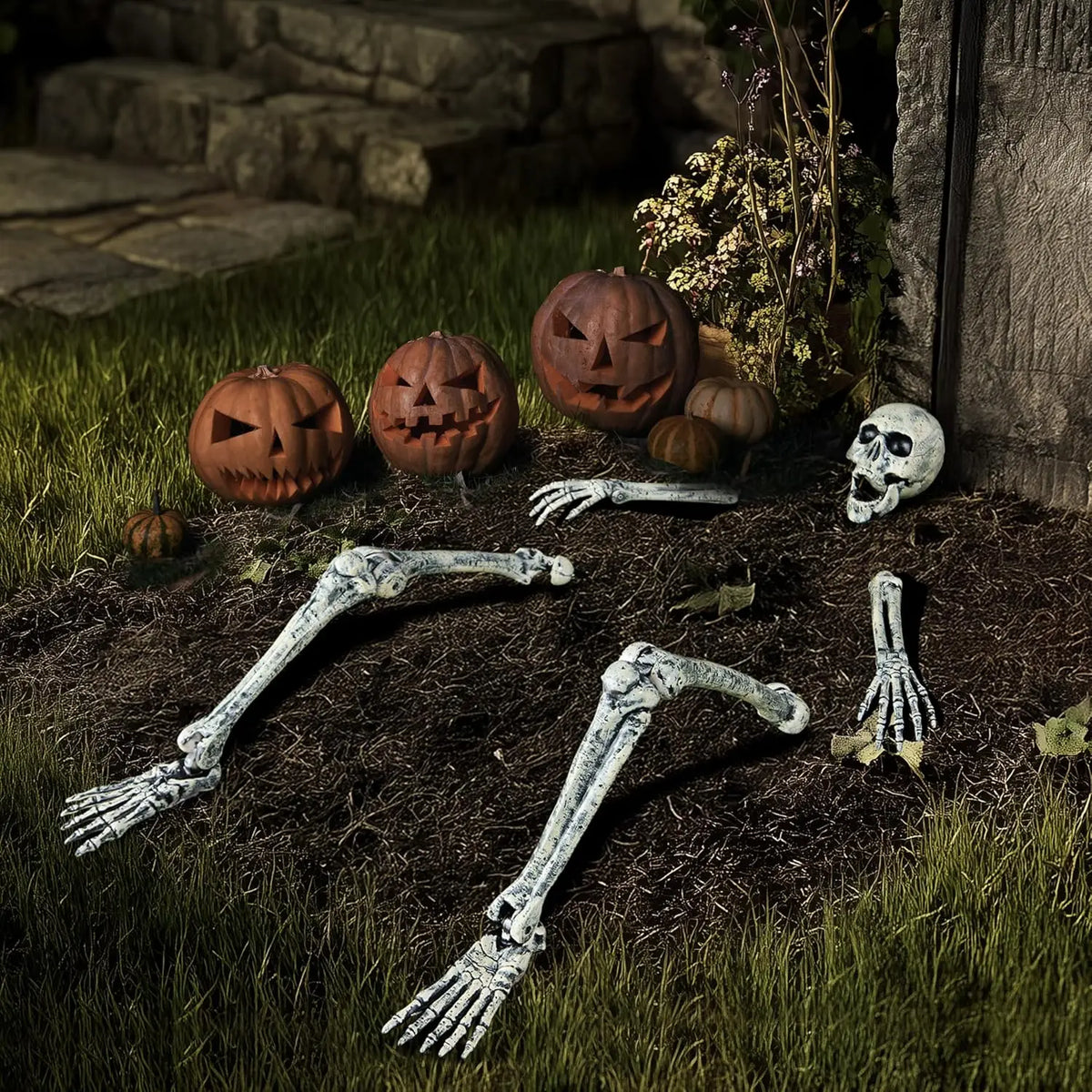Halloween Skeleton Yard Stakes Outdoor Graveyard Decorations Set