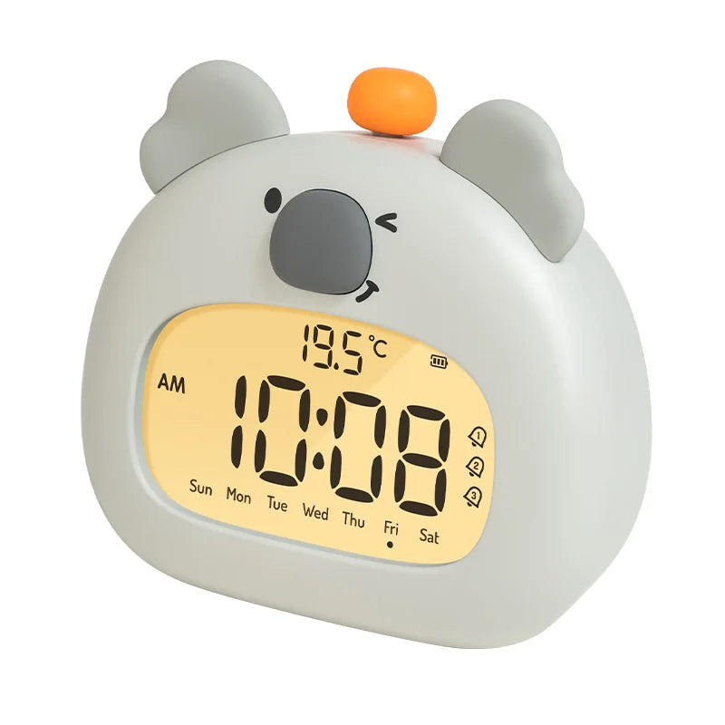 Bedside LED Clock Kids Alarm Clock Children's Sleep Trainier Temperature Display With Rechargeable Control Digital Cute Capybara