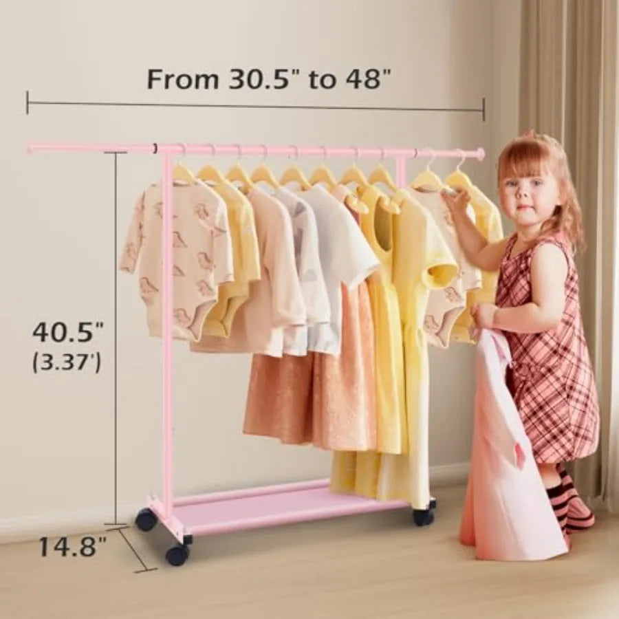 Bamboo Rolling Garment Rack Clothes Storage Organizer