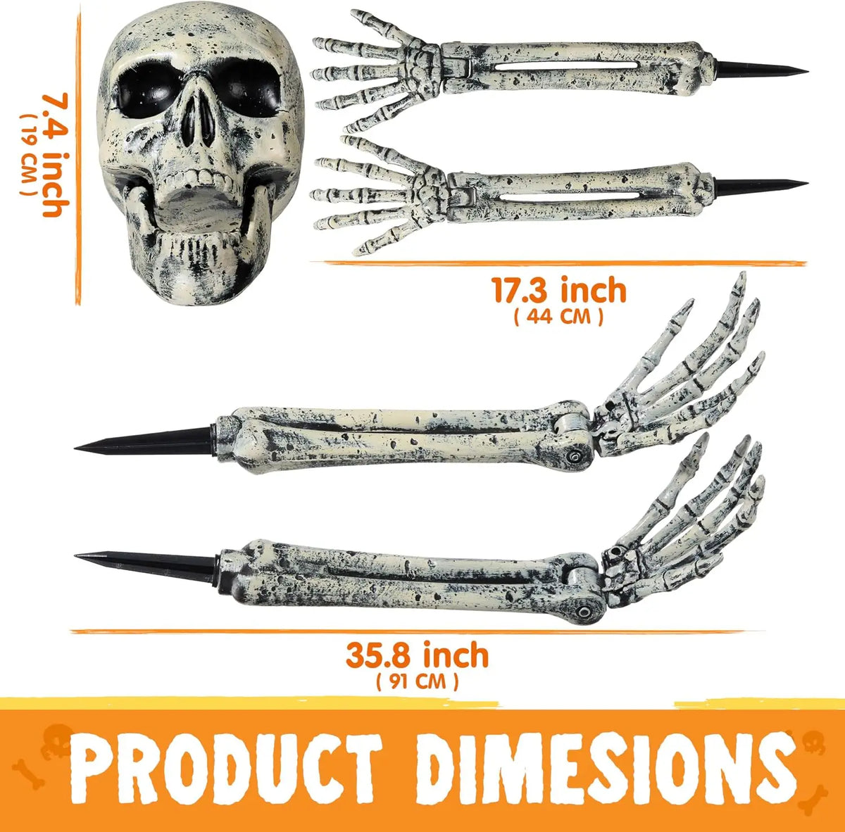 Halloween Skeleton Yard Stakes Outdoor Graveyard Decorations Set