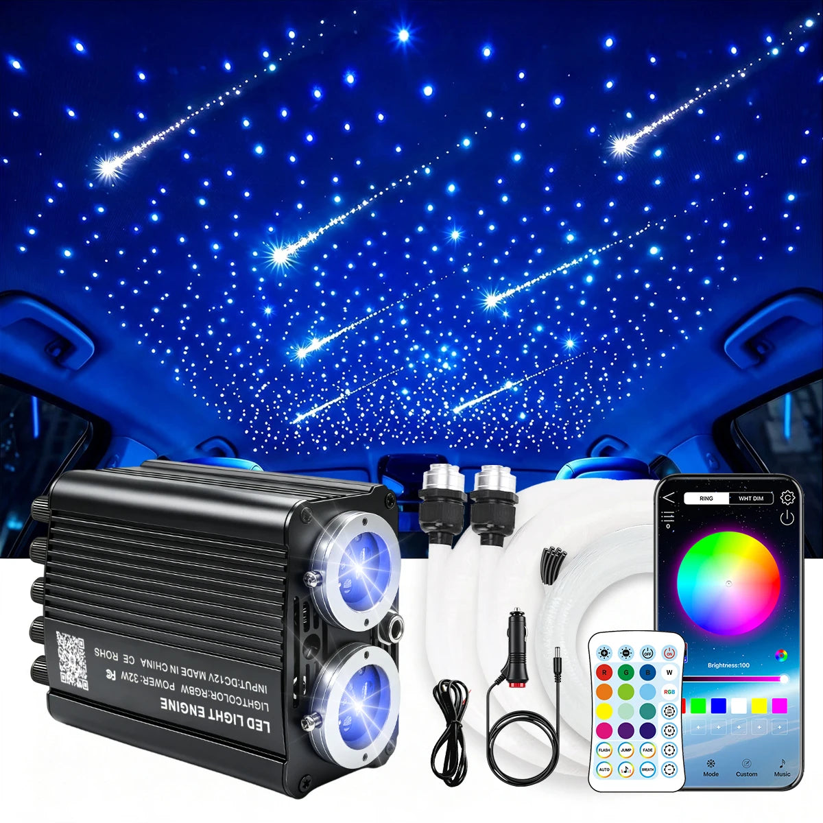 BRIVULGENT Fiber Optic Starlight Headliner Kit With Twinkle Effects