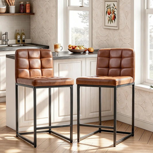 HiMISS Faux Leather Counter Height Bar Stools With Backrests
