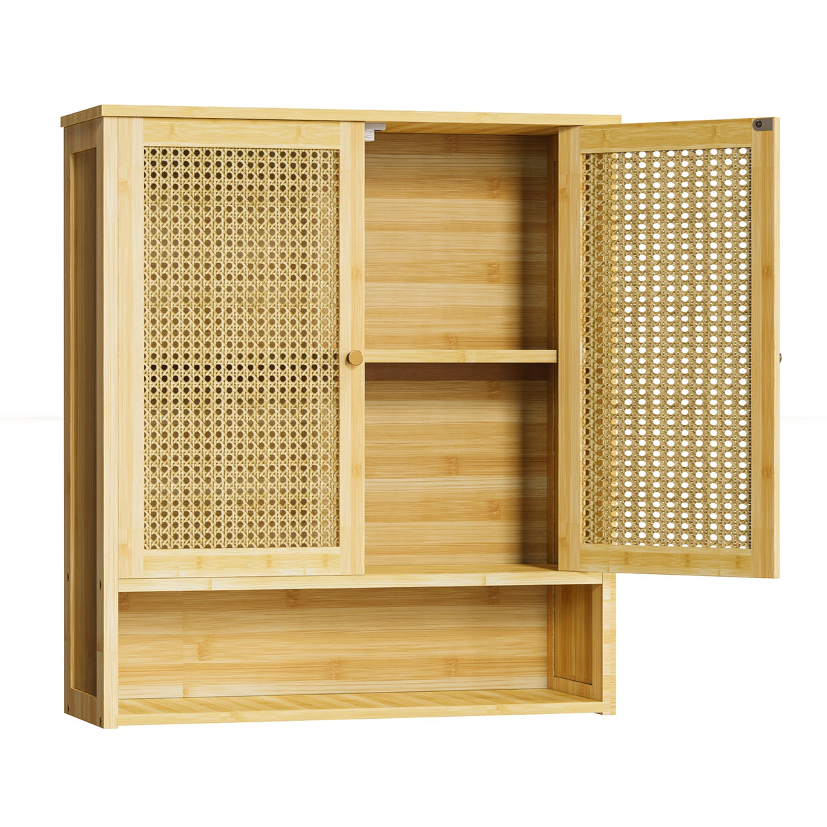 Wisfor Wall Mounted Bamboo Medicine Cabinet With Two Rattan Doors