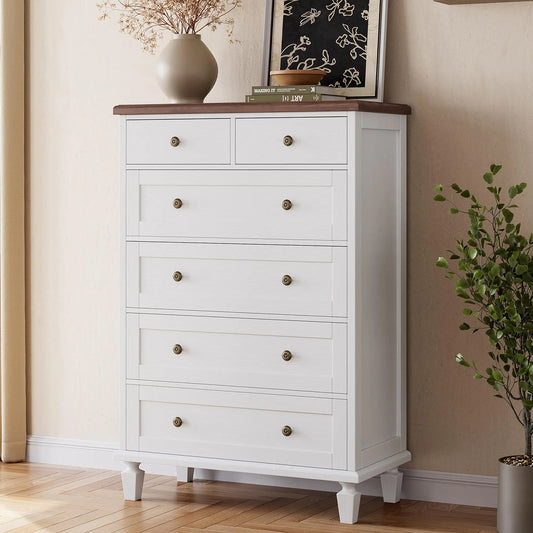 HiMISS Vintage Dresser With Carved Metal Handles And Storage
