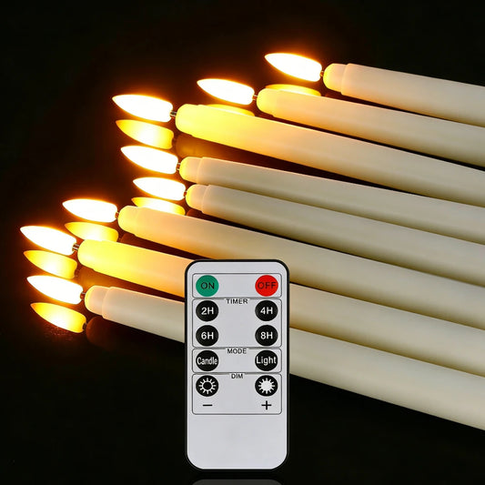 LED Flameless Taper Candles With Flickering Light And Remote Control