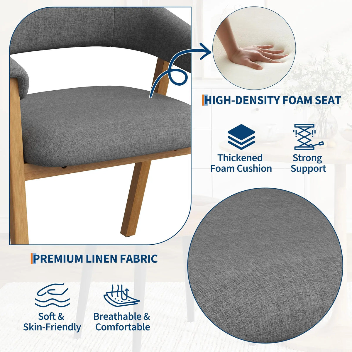 HiMISS Modern Barrel Dining Chairs With Arms And Wood Legs
