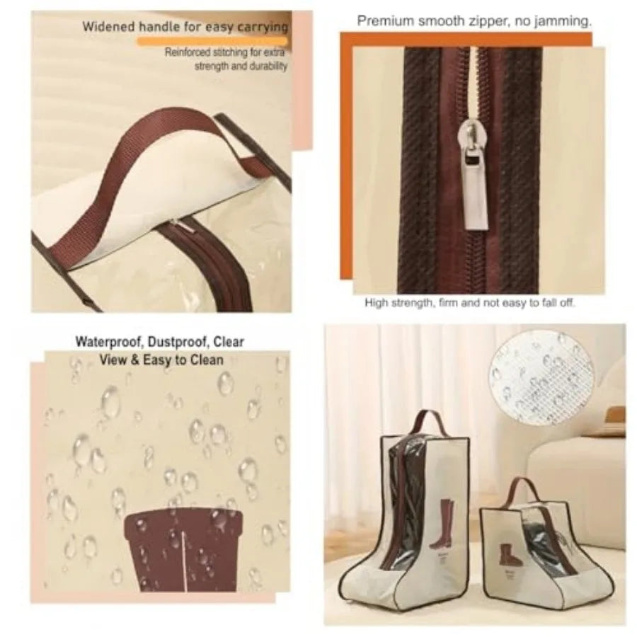 Portable Boot Storage Bags With Clear Window Waterproof Organizer