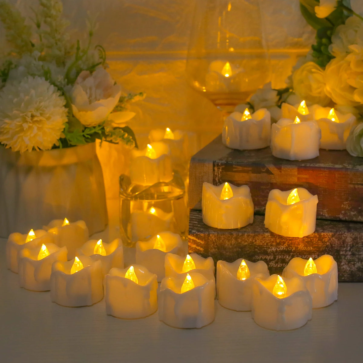 Realistic Flickering Flameless LED Votive Candles for Home Decor