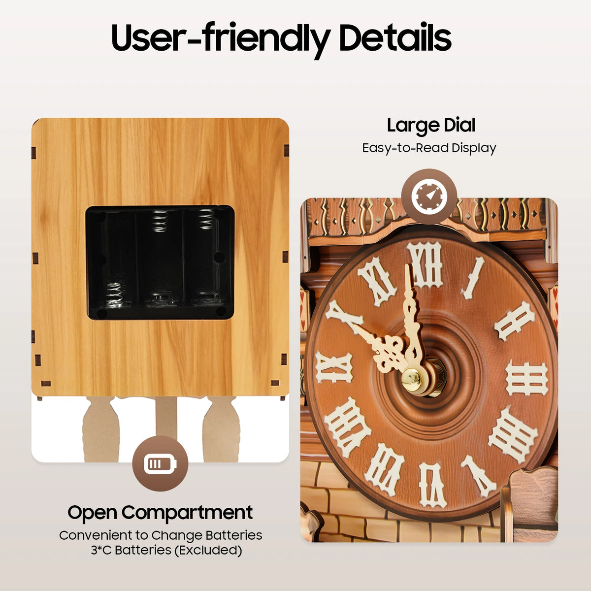 Decorative Wooden Wall Mount Analog Chime Cuckoo Clock