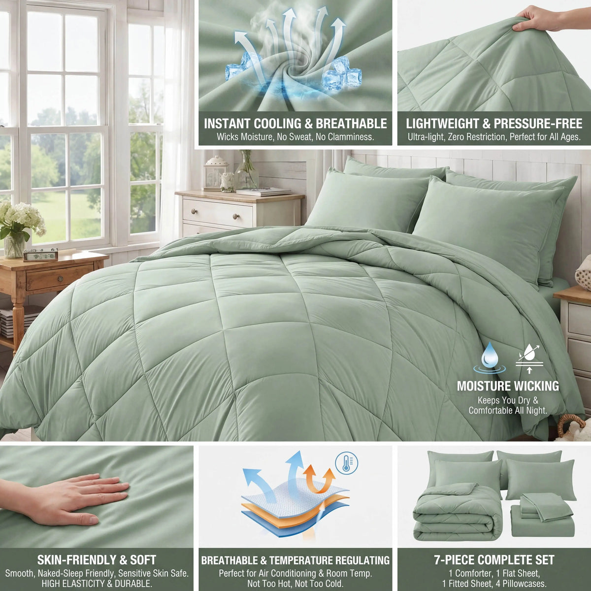 Reversible Microfiber Comforter Set With Soft All Season Bedding