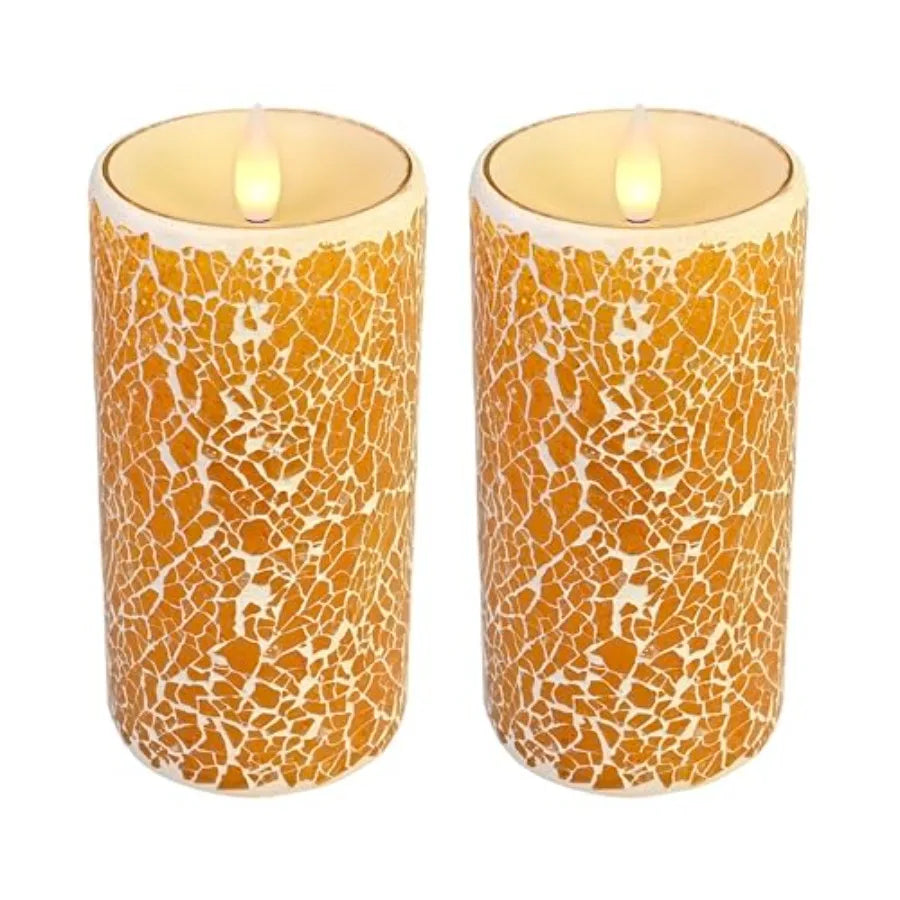 Glass Flameless Pillar Candles With Led Flickering Flames And Remote Timer