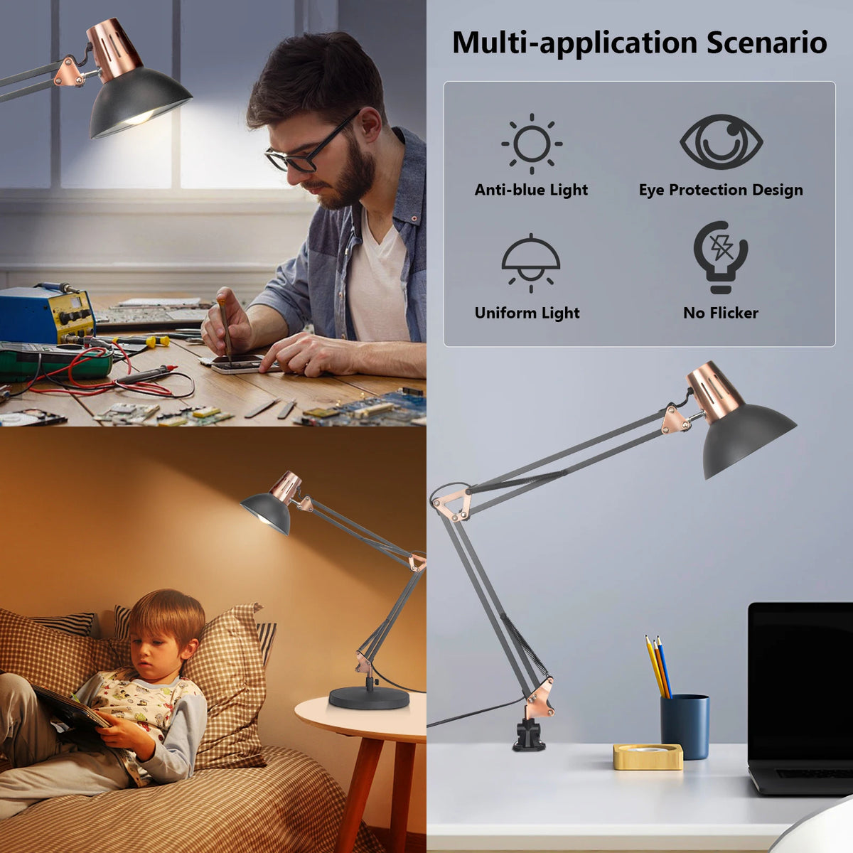 Adjustable Metal Architect Desk Lamp With Swivel Arm And Switch