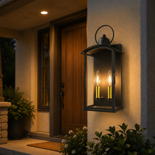 Dusk To Dawn Waterproof Outdoor Wall Sconce With Tempered Glass