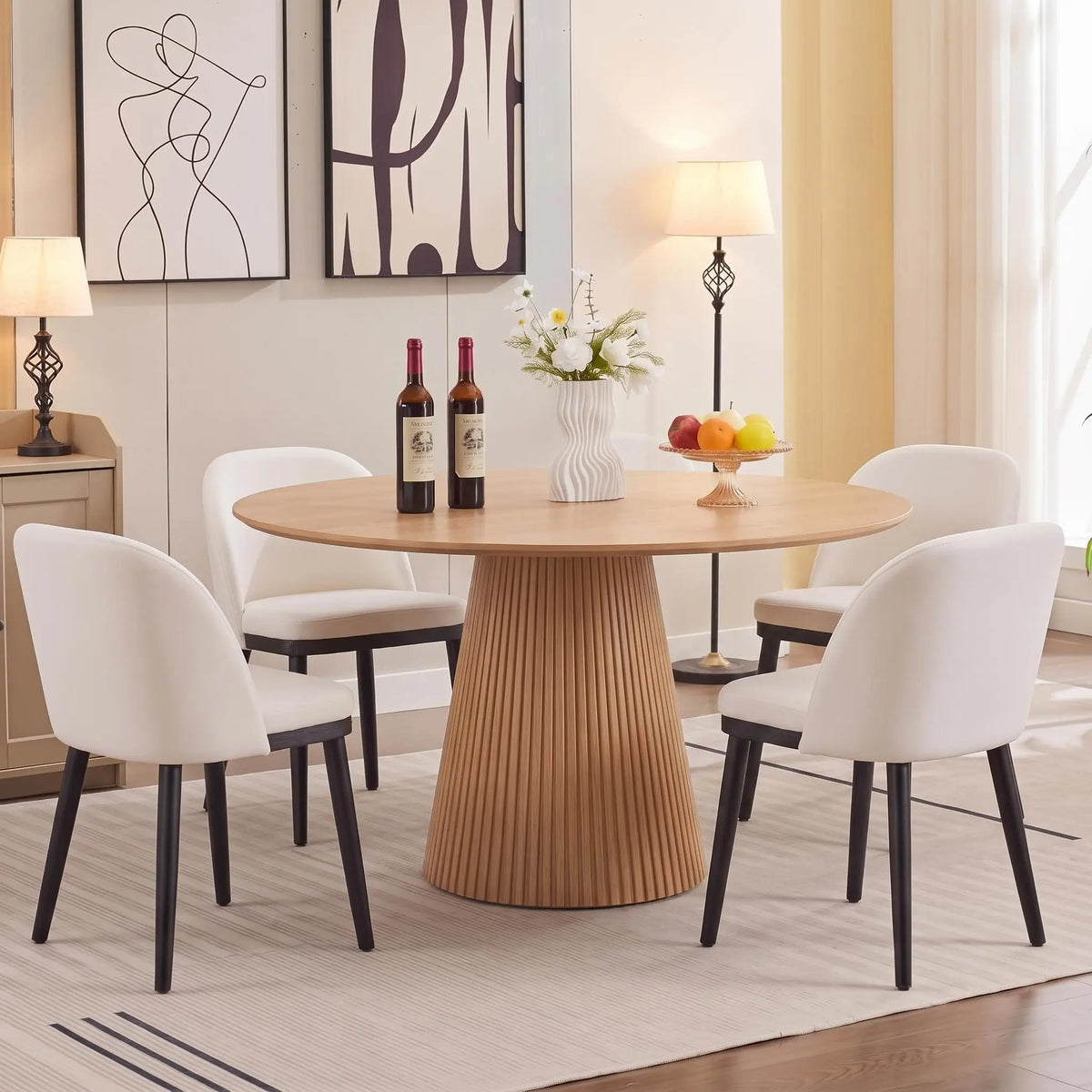 Modern Wooden Dining Chairs With Upholstered Seats And Reinforced Frames
