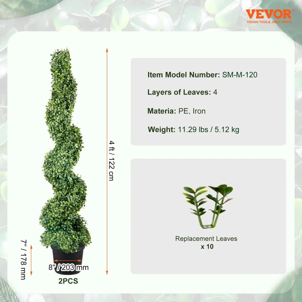 Artificial Boxwood Spiral Topiary Plants With Replacement Leaves