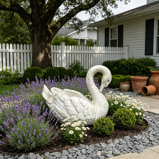 Vintage Resin Swan Planter Statue Outdoor Garden Decor