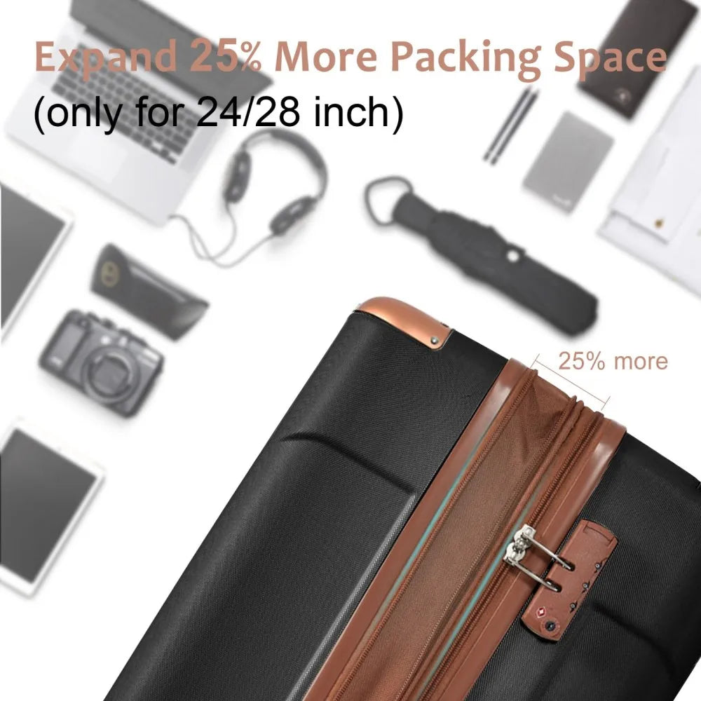 Expandable Hardshell Luggage Set With Spinner Wheels And TSA Lock