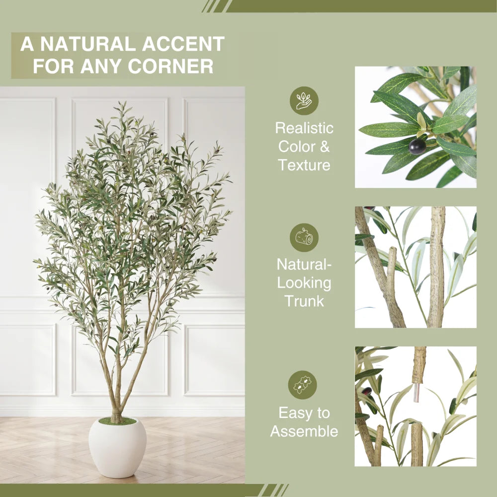 Artificial Olive Tree With Decorative Planter For Indoor Outdoor Decor