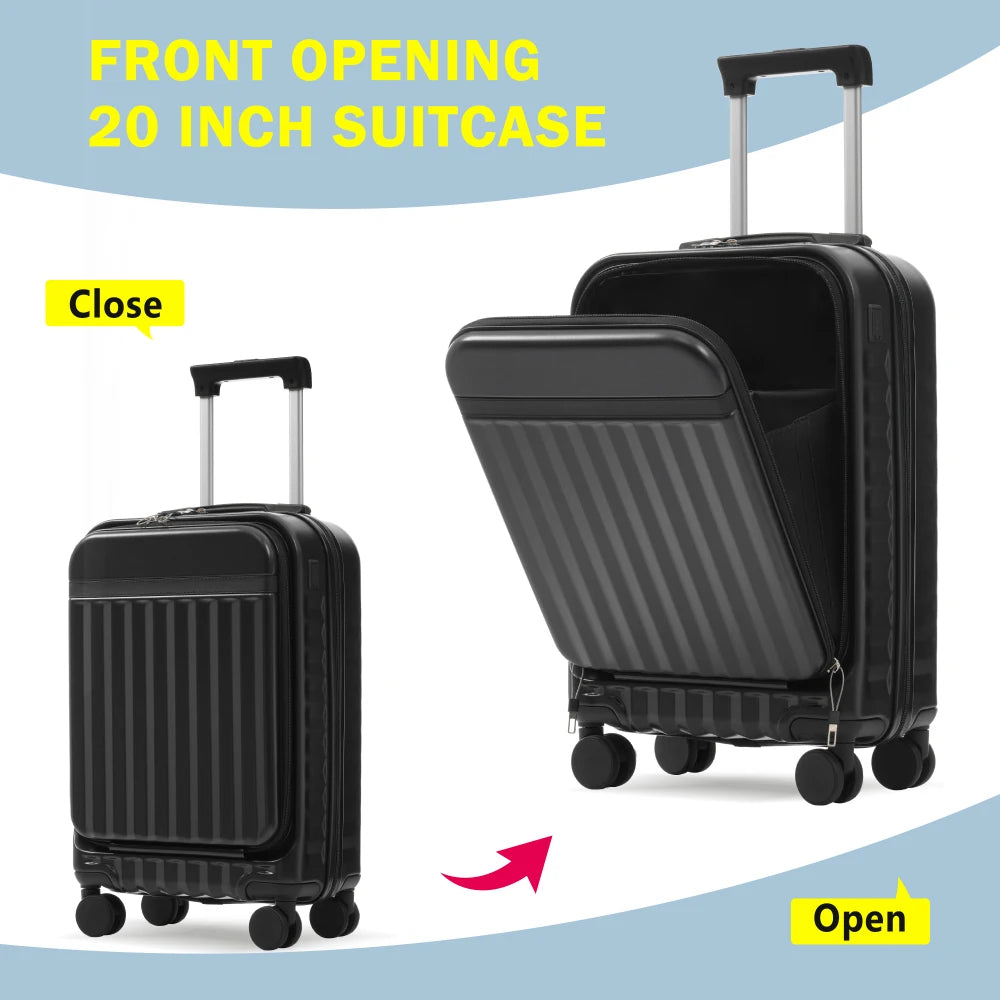 Hardside Luggage Set With USB Port Expandable Suitcases And Tote