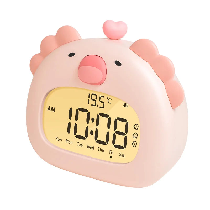 Bedside LED Clock Kids Alarm Clock Children's Sleep Trainier Temperature Display With Rechargeable Control Digital Cute Capybara